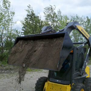 Top Dog Dirt Bucket Attachment on Skid Steer